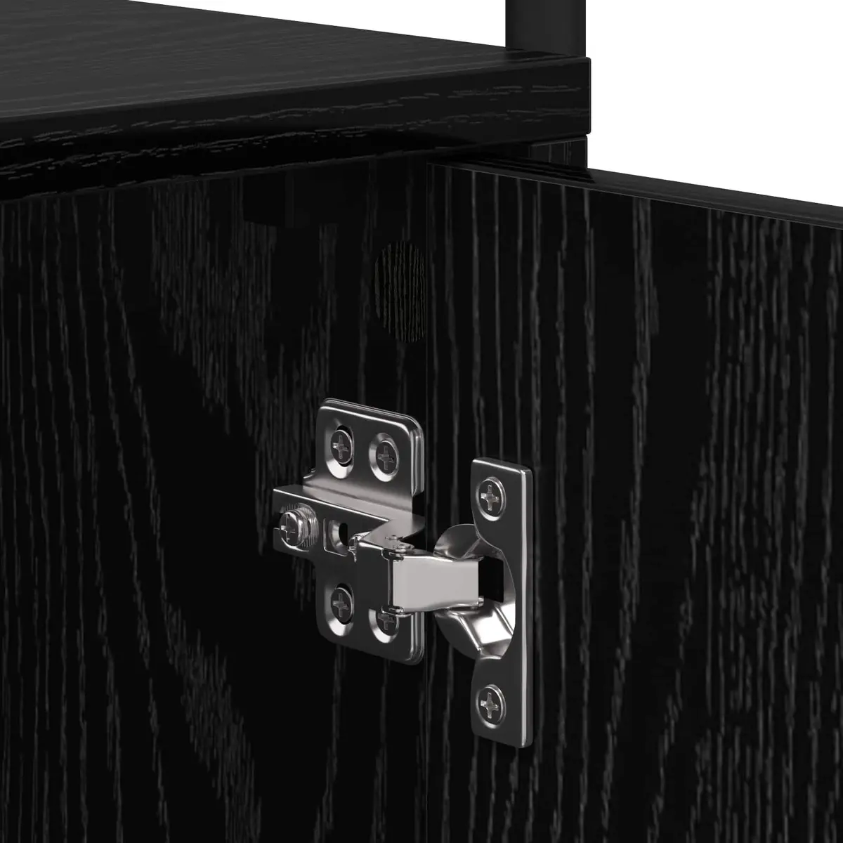 Bedside Table Engineered Wood Black Modern Compact Storage Cabinet
