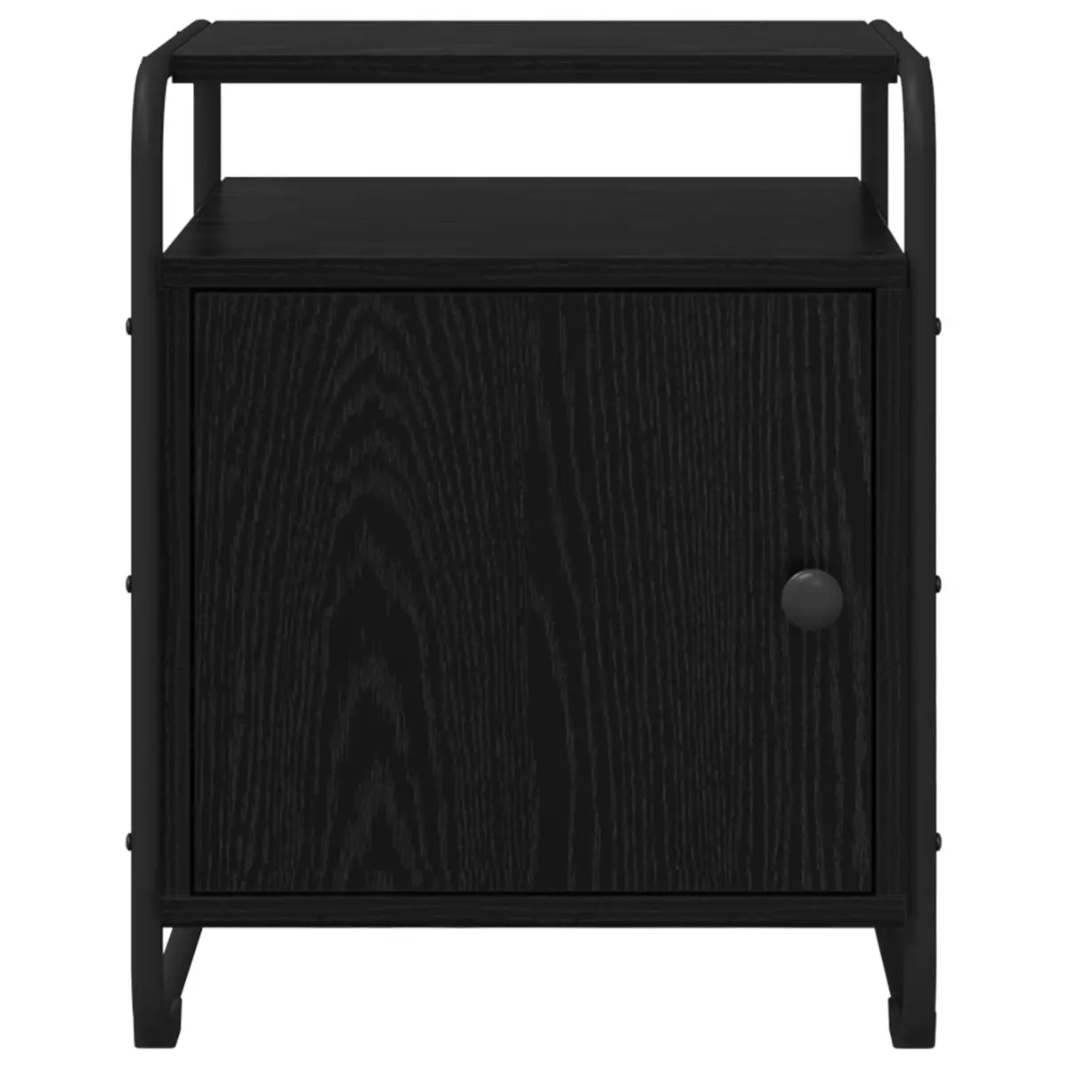 Bedside Cabinet 2 pcs Black Engineered Wood Storage Bedroom Nightstand Table