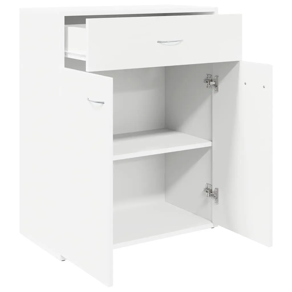 Sideboard Engineered Wood 60W x 30D x 75H cm White 2 Doors Drawer