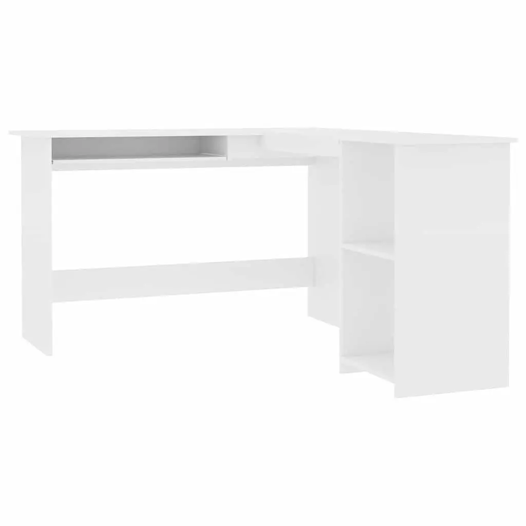 White L-Shaped Corner Desk with Keyboard Tray