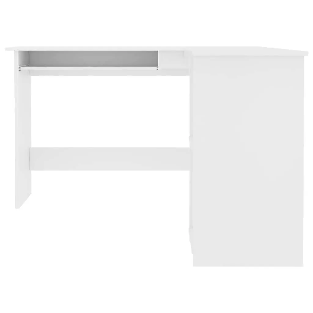 White L-Shaped Corner Desk with Keyboard Tray