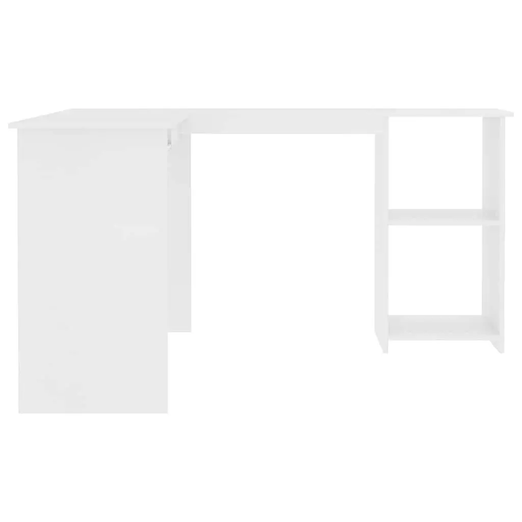 White L-Shaped Corner Desk with Keyboard Tray