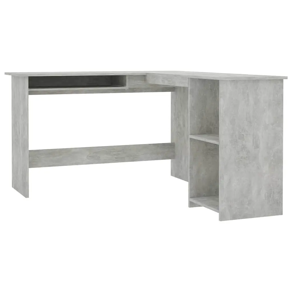 Grey L-Shaped Corner Desk with Keyboard Tray