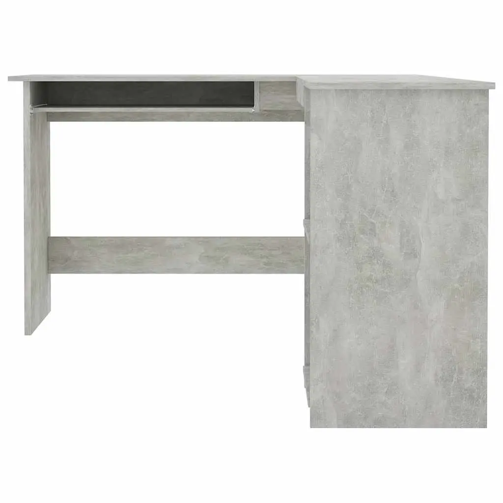 Grey L-Shaped Corner Desk with Keyboard Tray