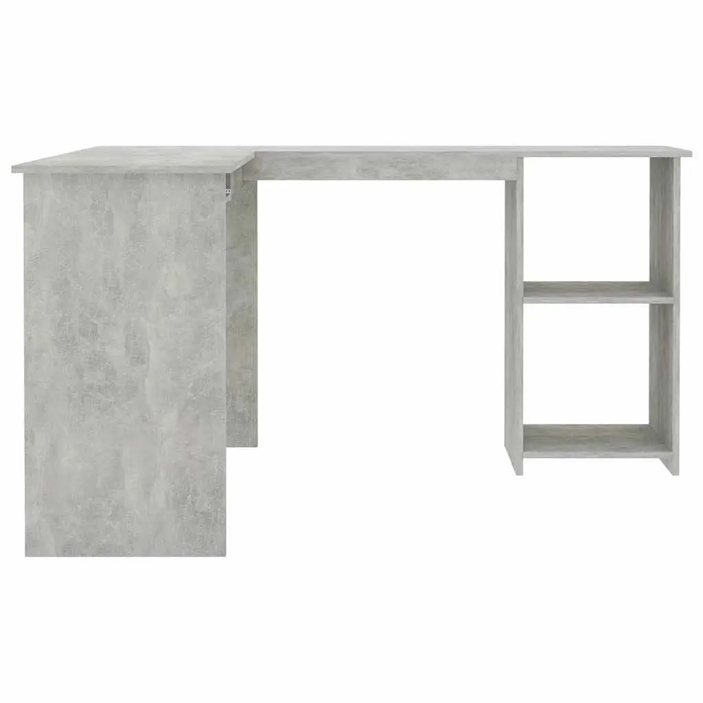 Grey L-Shaped Corner Desk with Keyboard Tray
