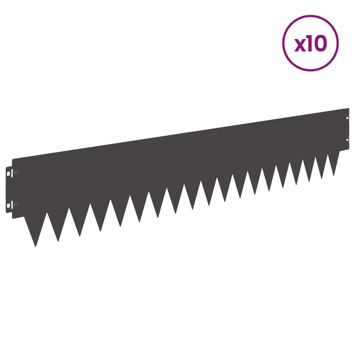 Garden Lawn Edging 10 Pieces 103 x 20 cm Steel Metal Black Borders