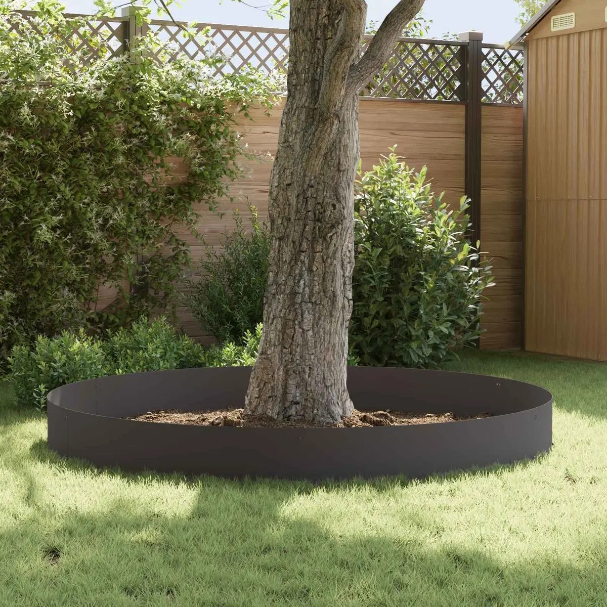 Steel Lawn Edging 20 Pieces Garden Border Flexible Interlocking Black Metal