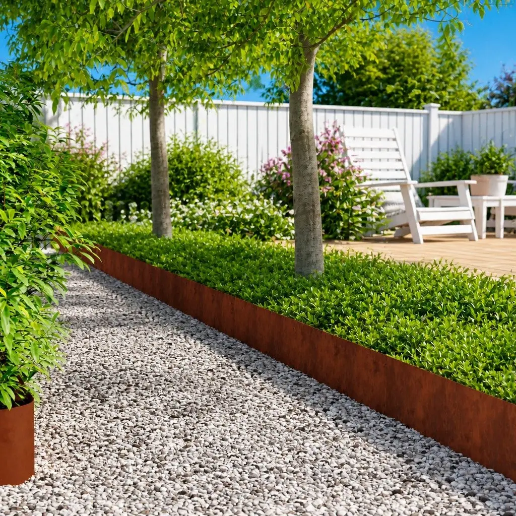 Steel Lawn Edging 10 pcs Garden Border Brown Flexible Metal Fencing Barrier