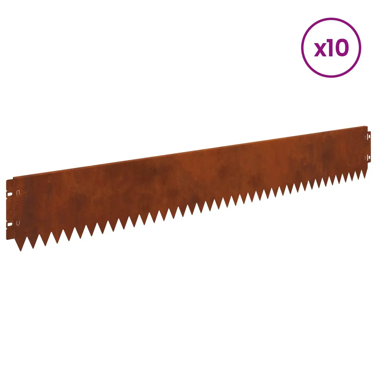 Lawn Edge Border Steel 103x15cm Brown 10 Piece Bent Top Landscape Edging