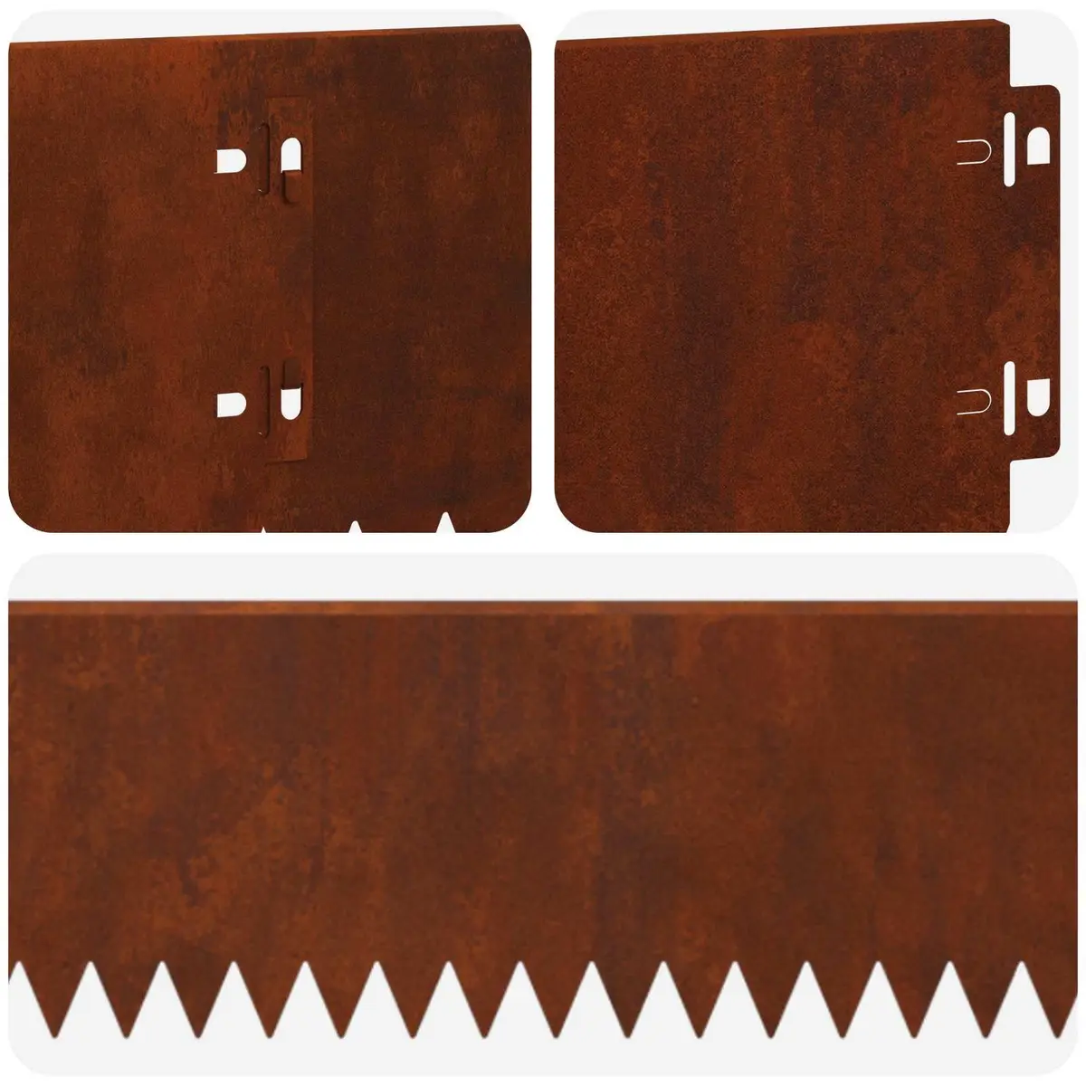 Lawn Edge Border Steel 103x15cm Brown 10 Piece Bent Top Landscape Edging