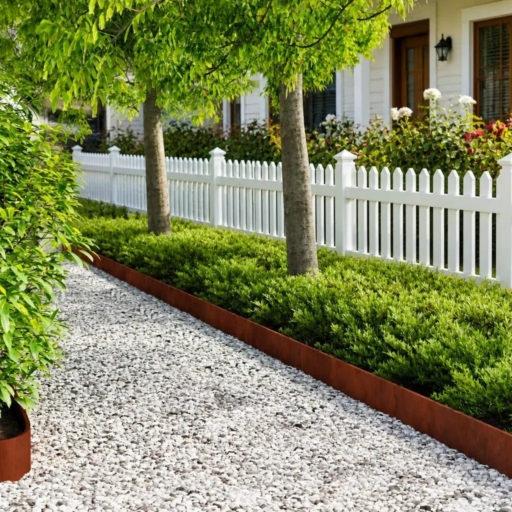 Garden Lawn Edge with Bent Top 20 pcs 103x15cm Steel Border Edging Rusty Brown