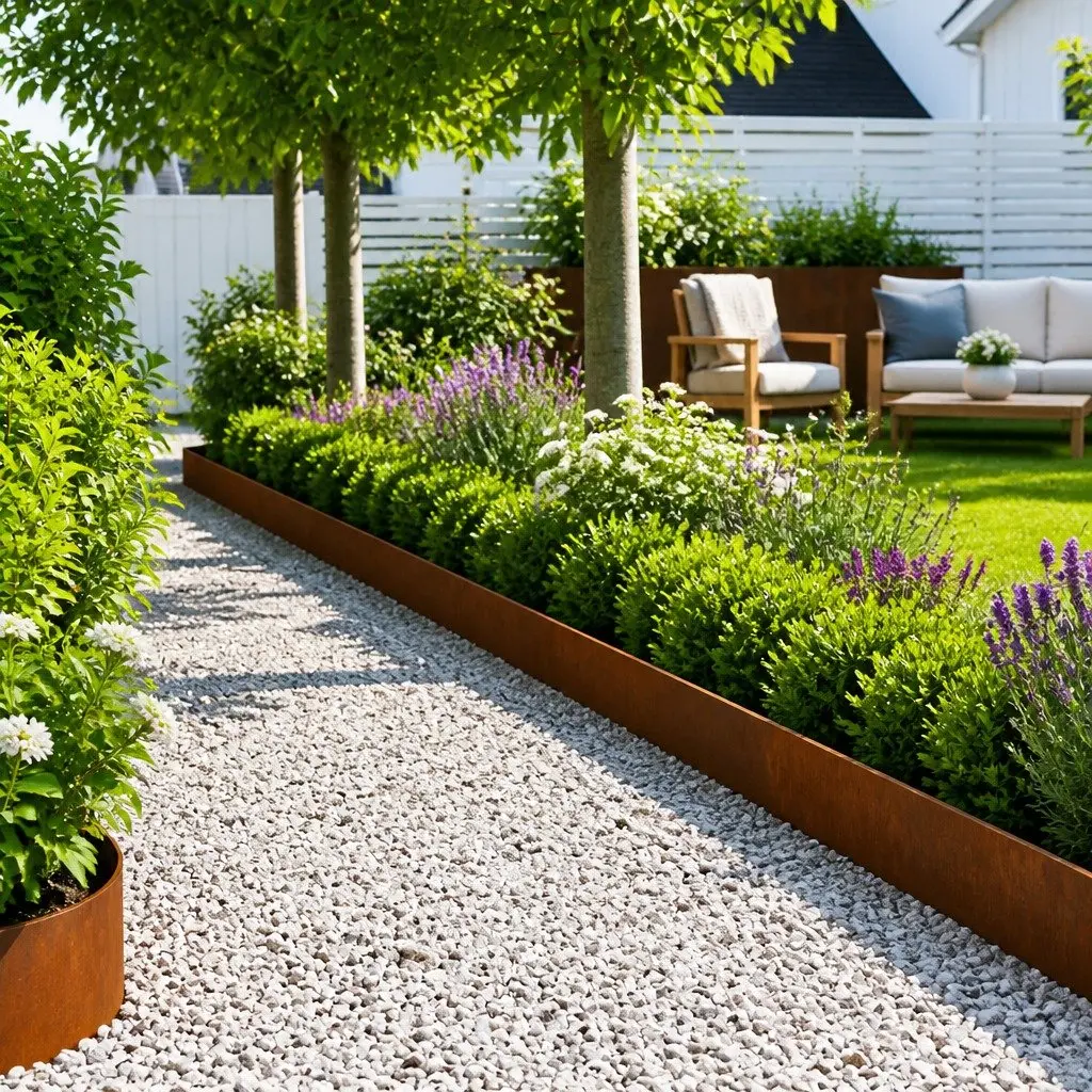 Garden Lawn Edge Border Steel 103x20cm Rusty Brown 20 Piece