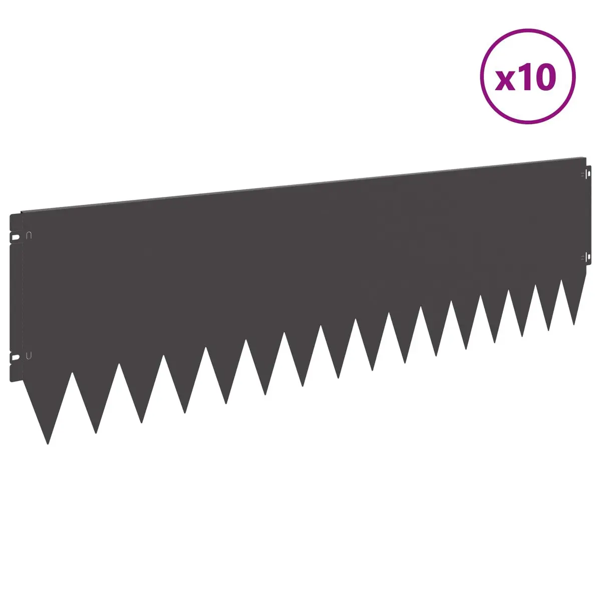 Garden Lawn Edge with Bent Top 10pcs 103x30cm Steel Border Edging Black