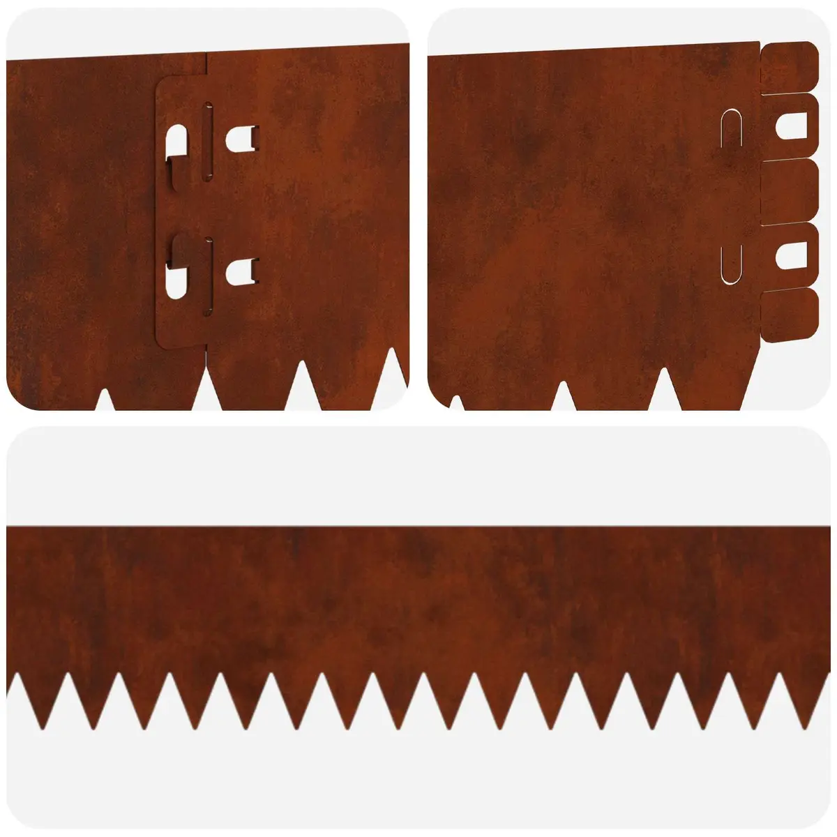 Steel Garden Lawn Edging Border 10 pcs 103x10cm Rusty Brown