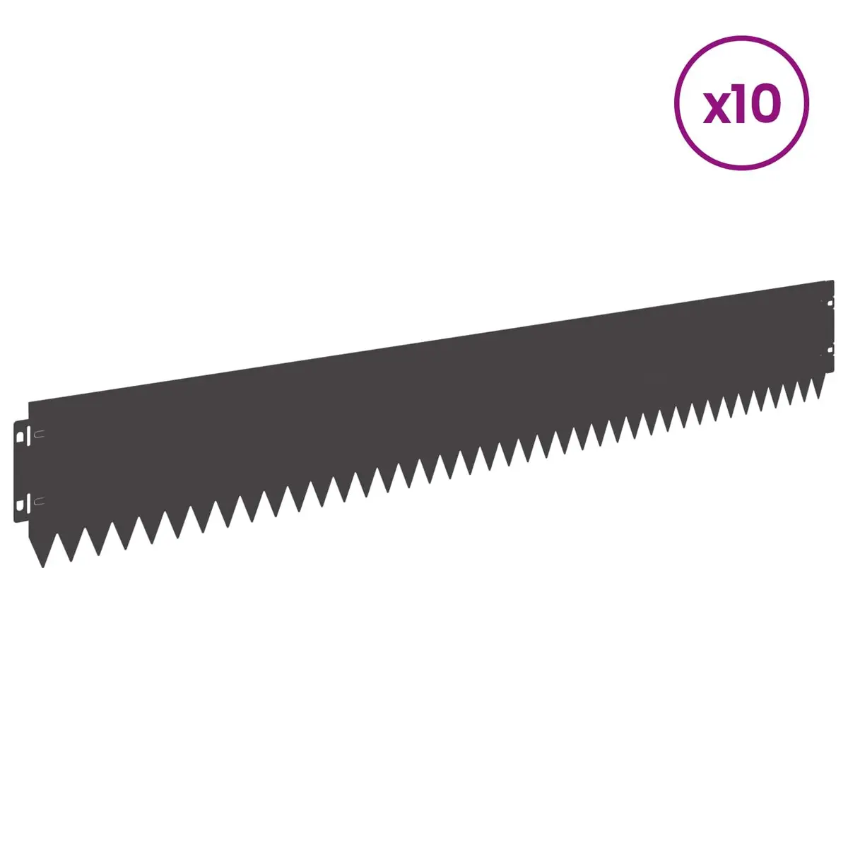 Garden Lawn Edging 10 pcs Steel Border Edge with Top Fold 103x15cm Black