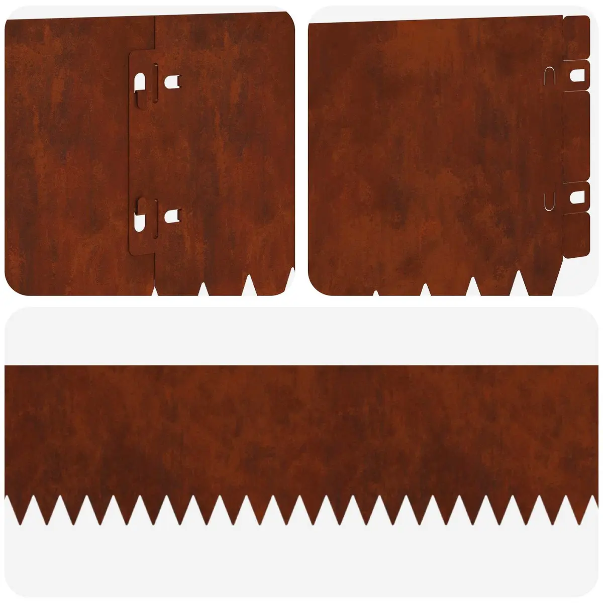Garden Lawn Edging with Top Fold 10pcs 103x15cm Steel Rusty Border Landscape