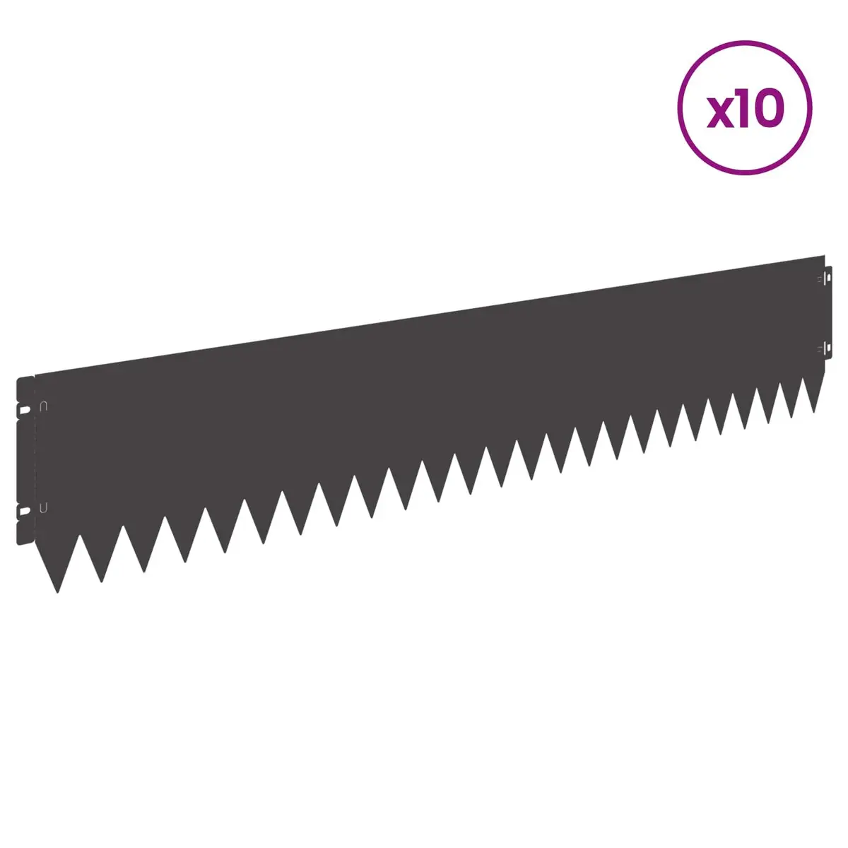 Garden Lawn Edging 10 pcs 103x20cm Steel Border Fold Top Landscape Edge Black