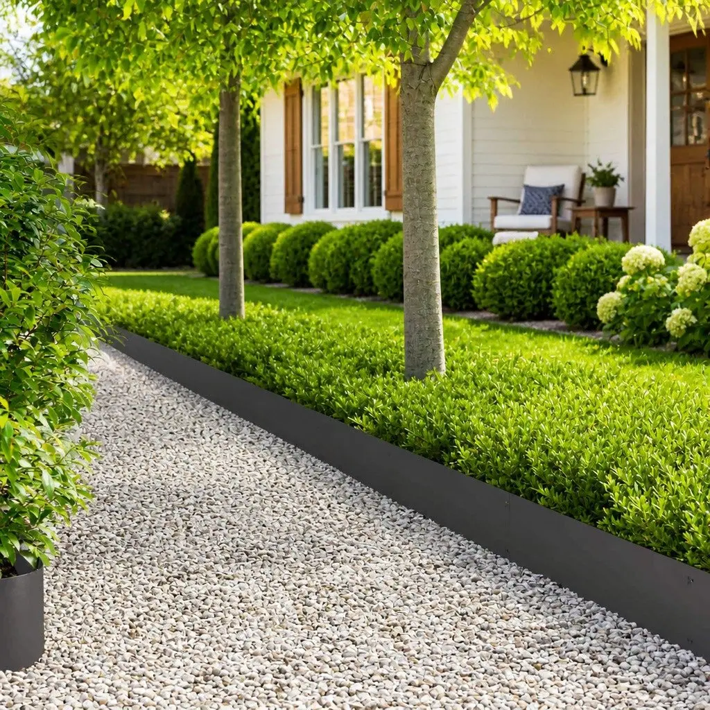 Garden Lawn Edging 10 pcs 103x25cm Steel Border Fence Flower Bed Path Edge Black