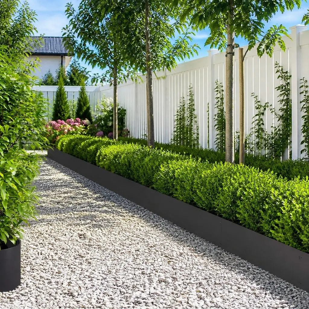 20-Piece Steel Lawn Edging 103x25cm Black