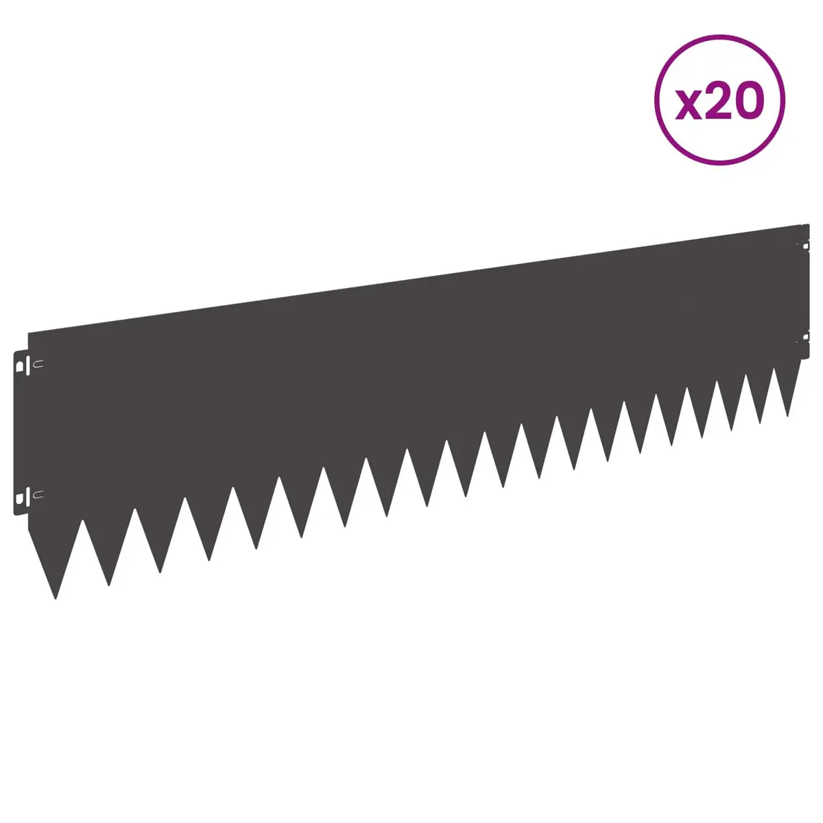 20-Piece Steel Lawn Edging 103x25cm Black