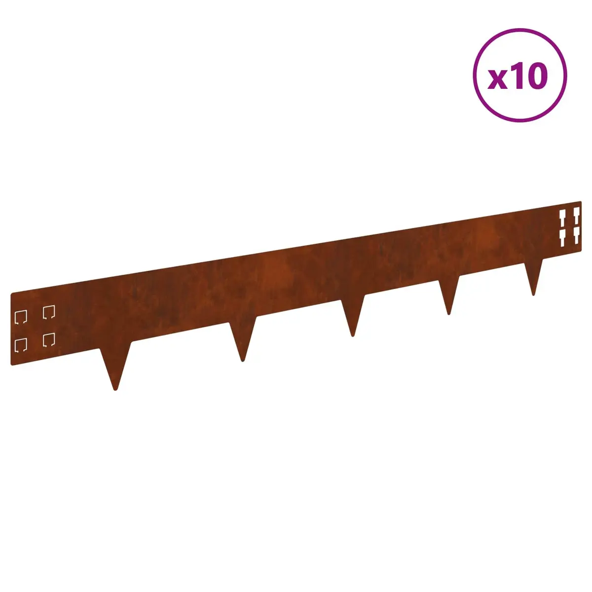 Garden Lawn Edging Steel 100x15cm Brown 10 Piece