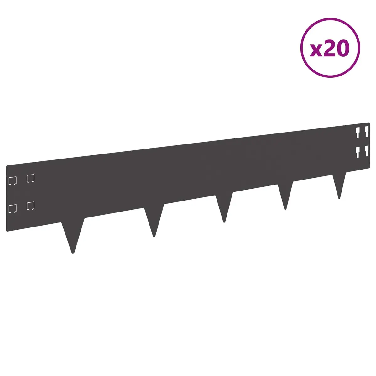Garden Lawn Edging 20 Pieces Steel Black Landscape Border Flexible Outdoor