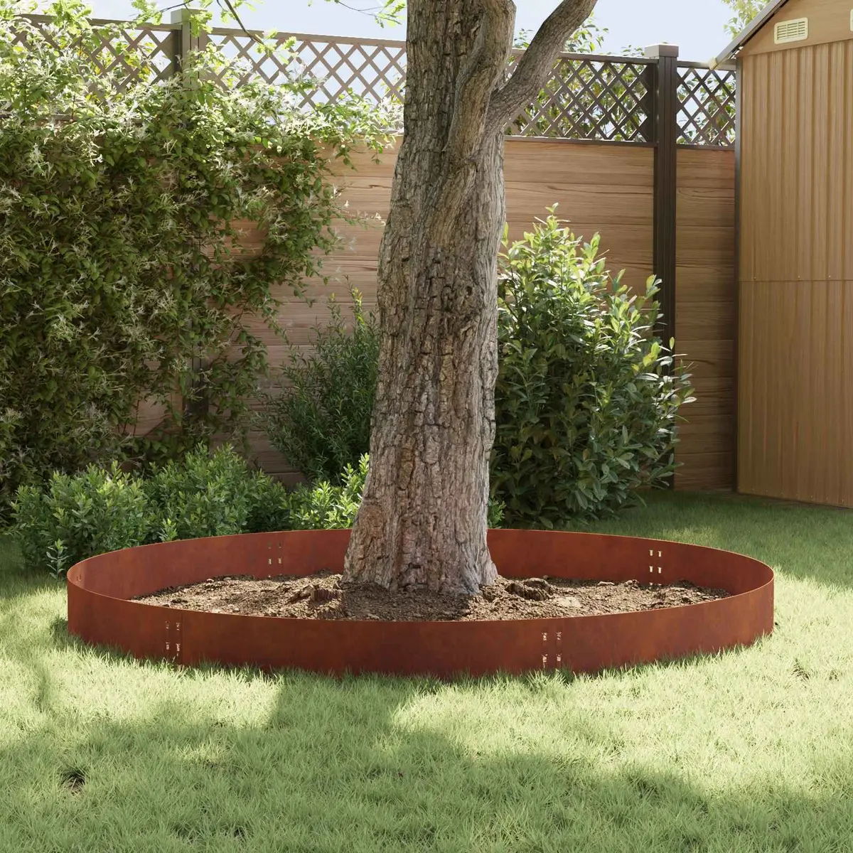 Garden Lawn Edging 10 pcs Steel Borders Landscaping Flexible Rusty Brown