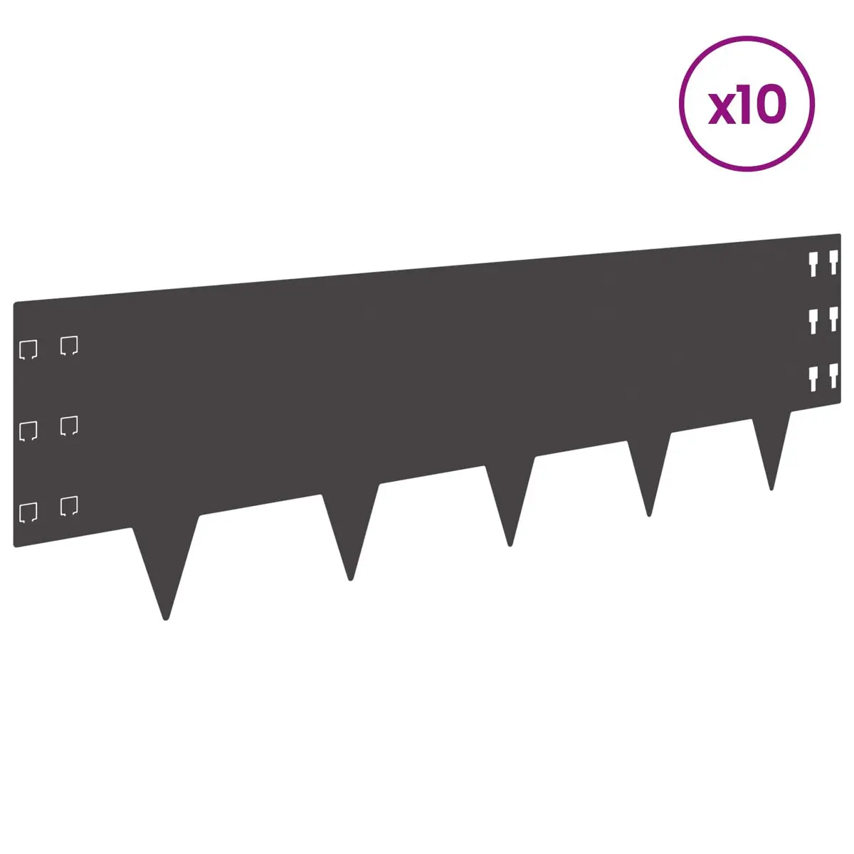 Steel Lawn Edging 100 x 30 cm Black 10 Piece