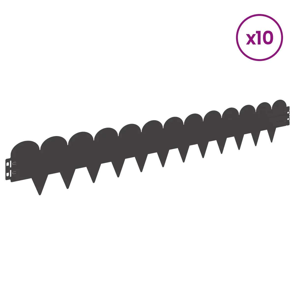 Garden Lawn Edging 10 pcs 103x15cm Steel Border Edge Sharp&Round Top Black
