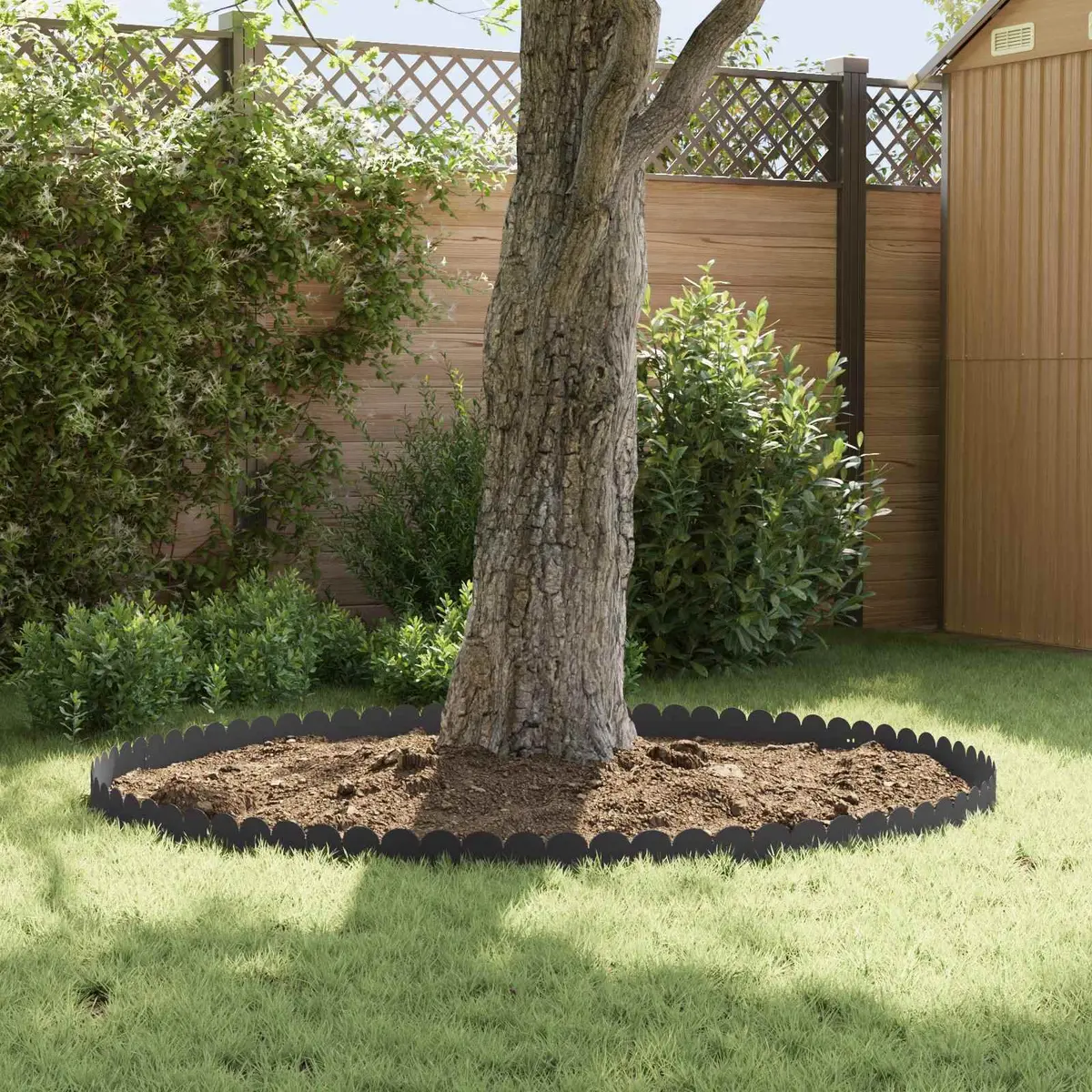 Garden Lawn Edging 10 pcs 103x15cm Steel Border Edge Sharp&Round Top Black