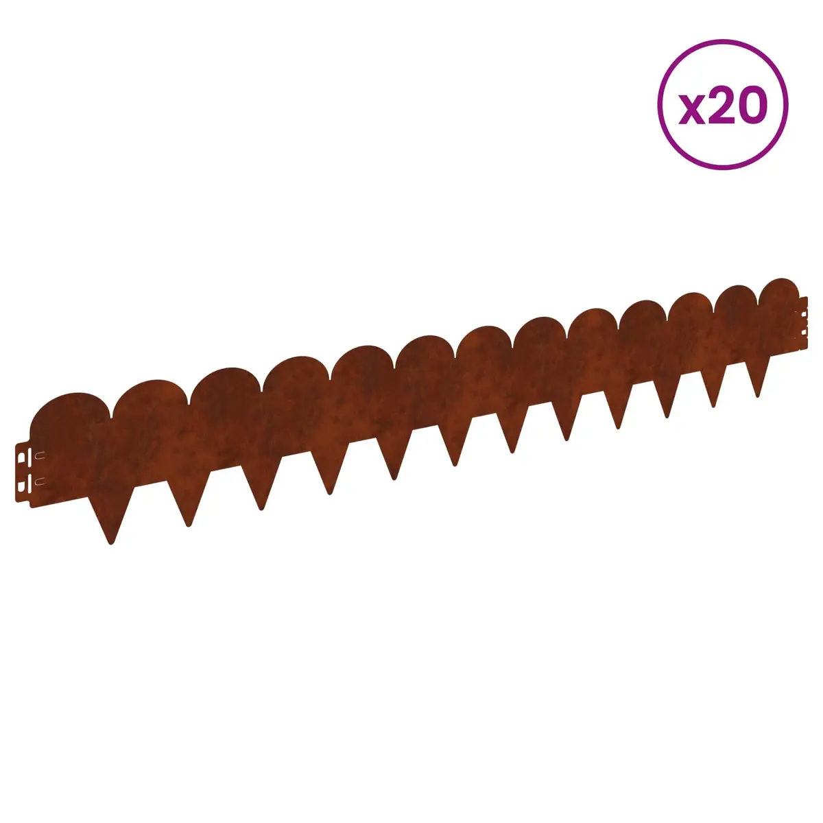 Garden Lawn Edging 20pcs 103x15cm Steel Border Edge Sharp&Round Top Rusty