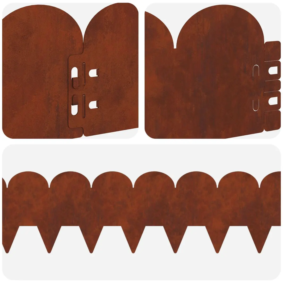 Garden Lawn Edging 20pcs 103x15cm Steel Border Edge Sharp&Round Top Rusty