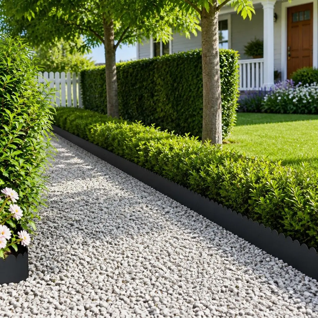 Garden Lawn Edging 10 pcs 103x20cm Steel Border Landscape Edge Black