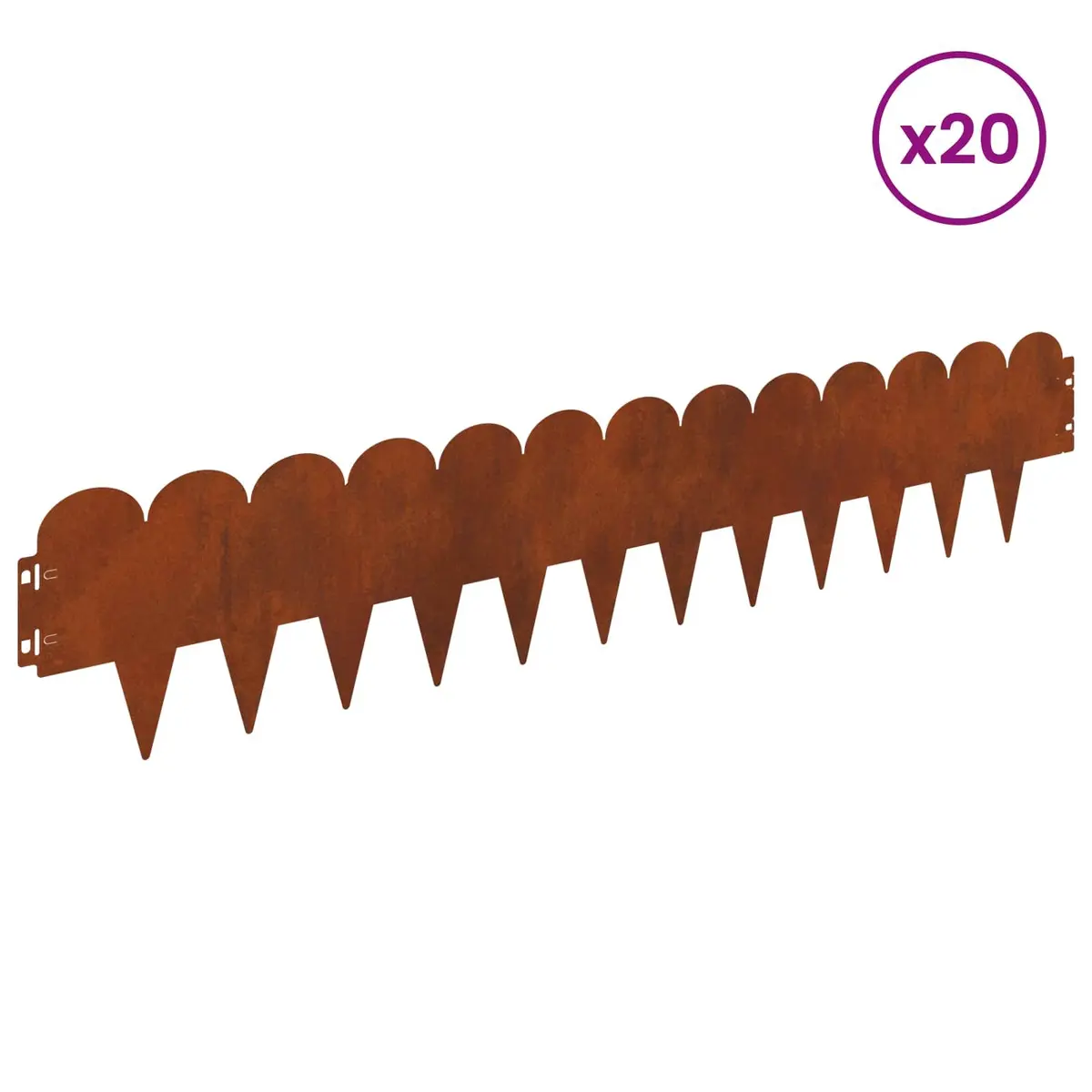Garden Lawn Edging Steel 103x20cm Brown Rusty 20 Piece