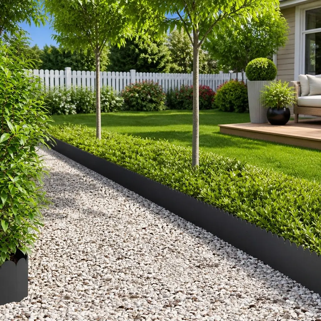 Garden Lawn Edging 10 pcs 103x25cm Steel Black Flexible Border Landscape Edge