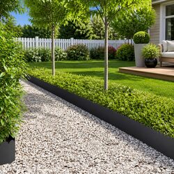 Durable Steel Garden Lawn Edging - 10 Black Strips