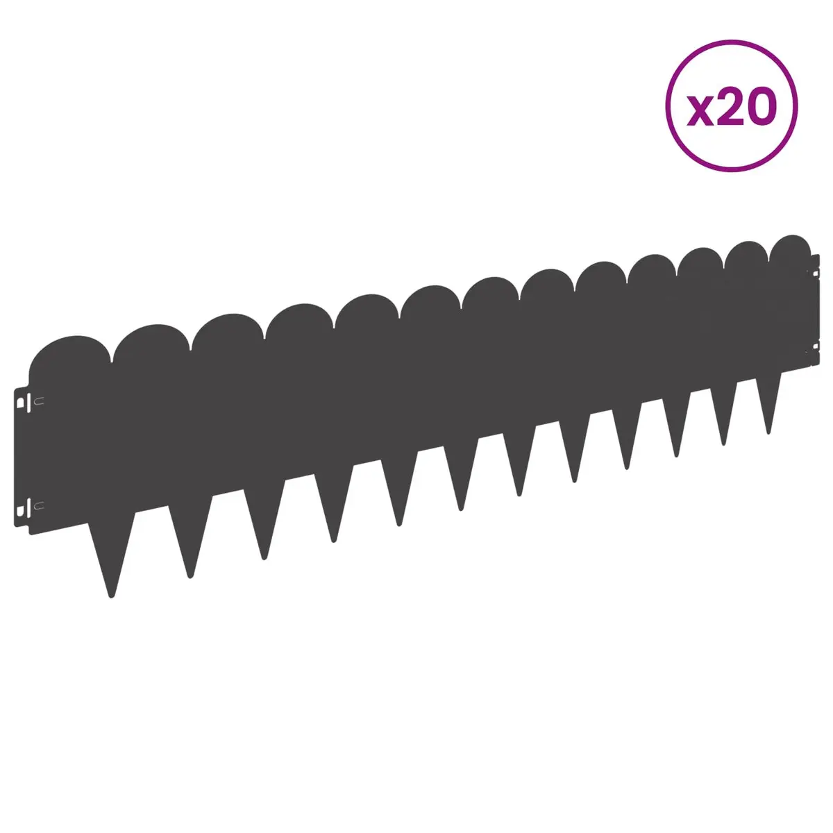 Garden Lawn Edging 20pcs 103x25cm Steel Border Edge Sharp&Round Top Black