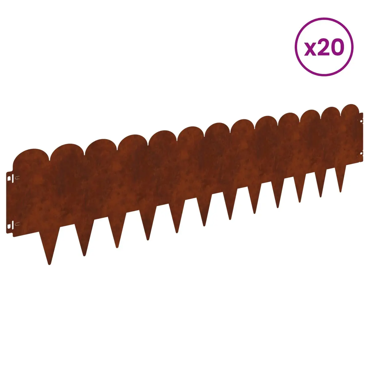 Garden Lawn Edging Steel 20 Pieces Flexible Brown