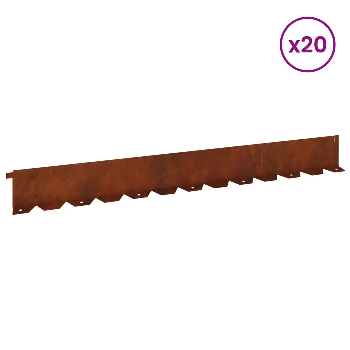 Garden Lawn Edging Steel 102 x 10 x 4 cm Rusty Brown 20 Pieces