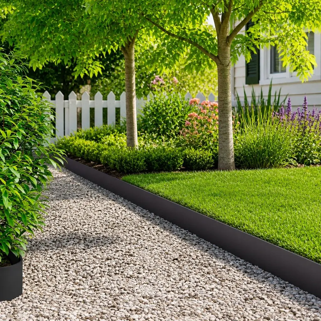 Garden Lawn Edging Border Steel 10 Pieces Black Flexible Landscape Barrier