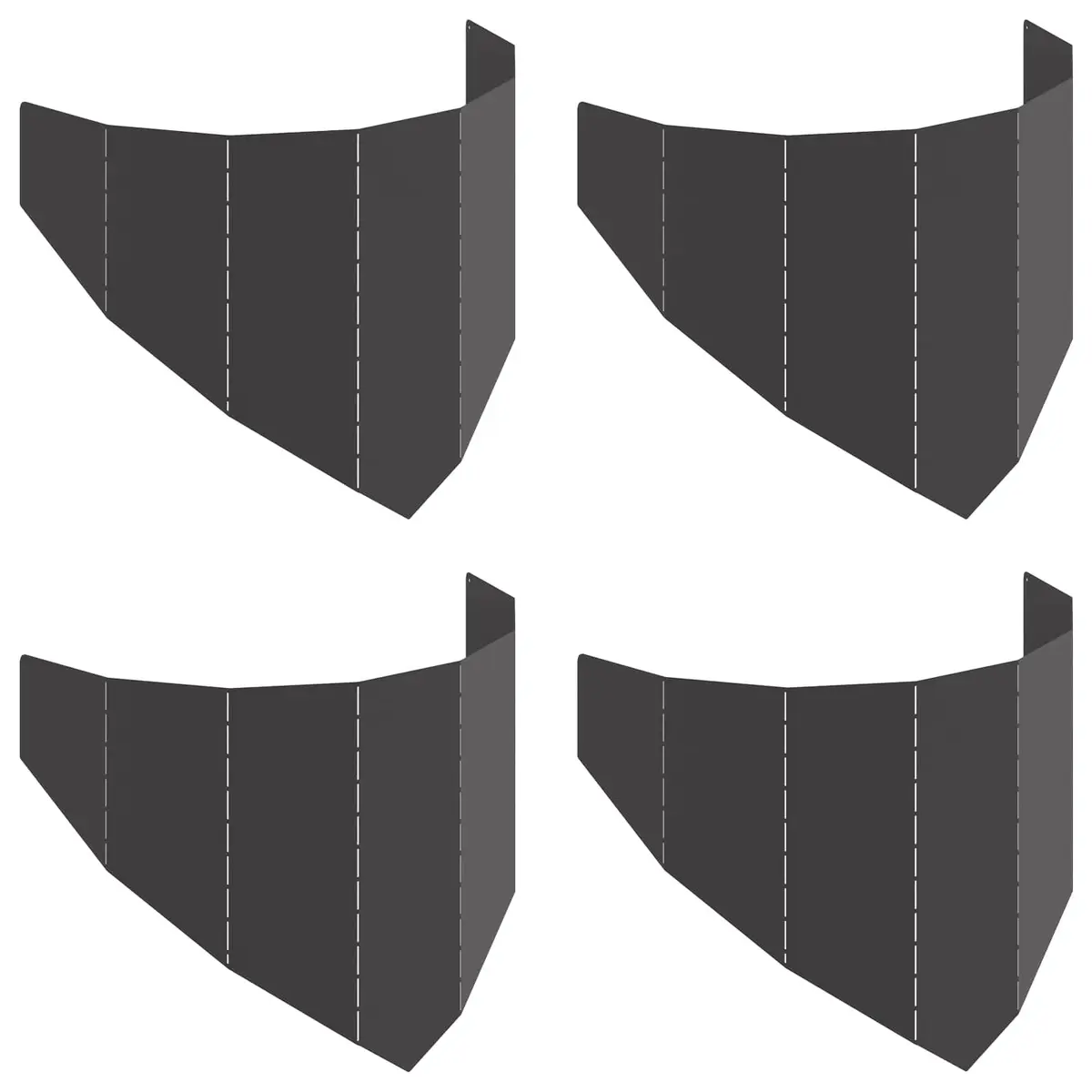 Garden Lawn Edging Steel 100 x 45 cm Black 4 Pieces
