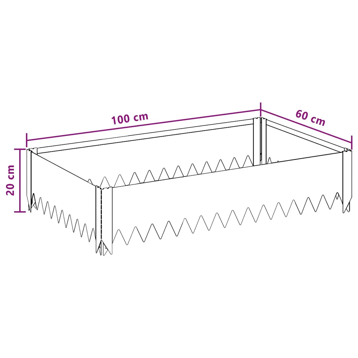 Garden Lawn Edging Border 4 Pieces Steel Black 100x60x20cm Landscape Pathway