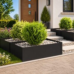 Durable Steel Garden Edging Border - 4 Black Pieces