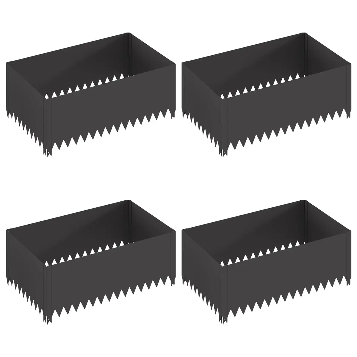 Steel Garden Edging Border Powder Coated Black 100 x 60 x 35 cm 4 Pieces