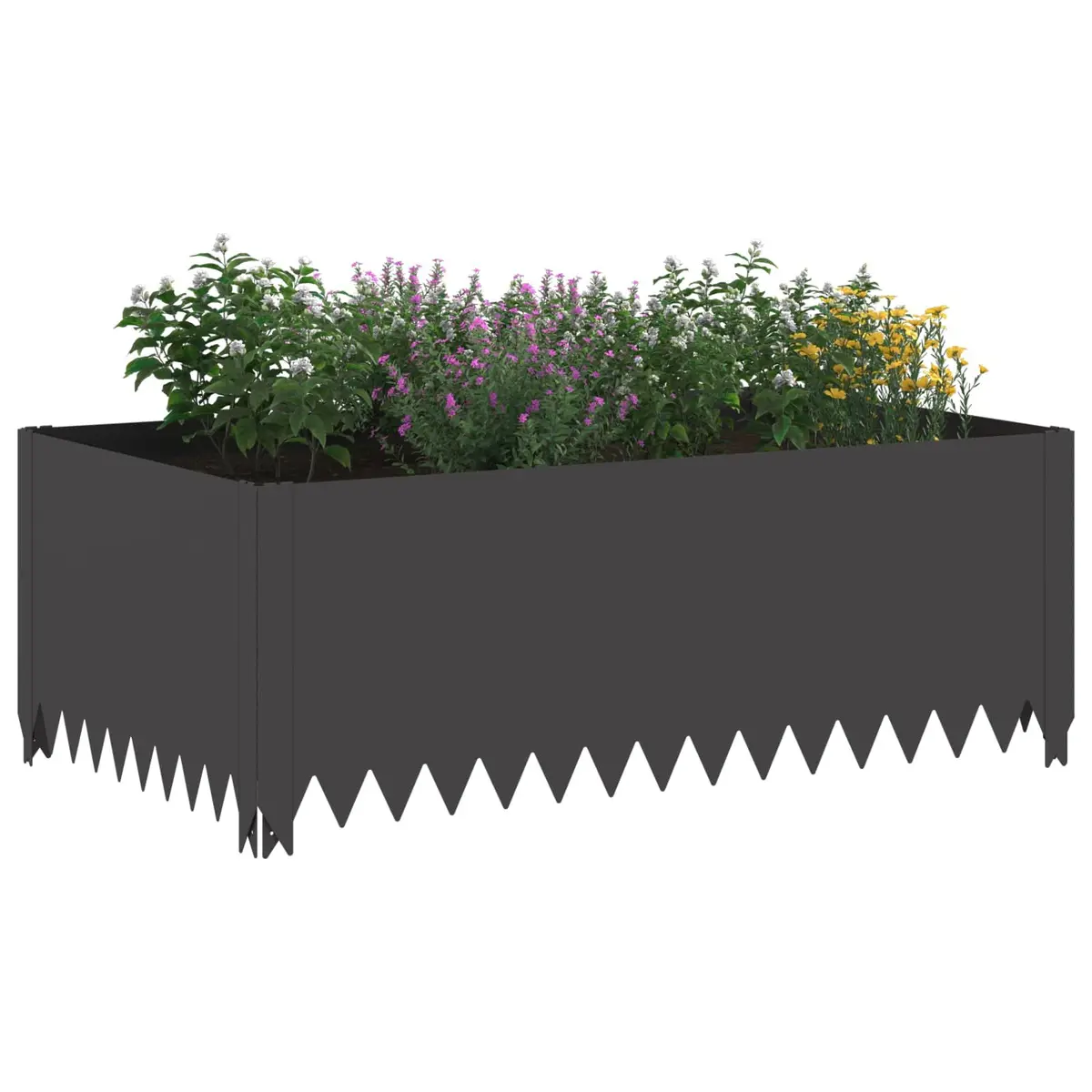 Steel Garden Edging Border Powder Coated Black 100 x 60 x 35 cm 4 Pieces