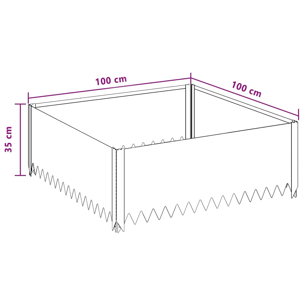 Garden Edging Steel Border 100x100x35cm Black