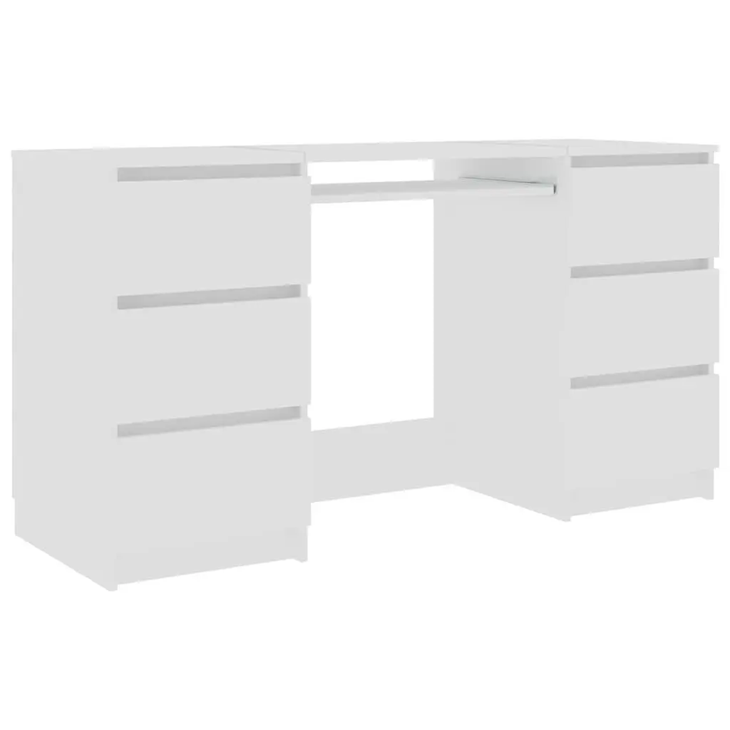 White Writing Desk with 6 Drawers for Office