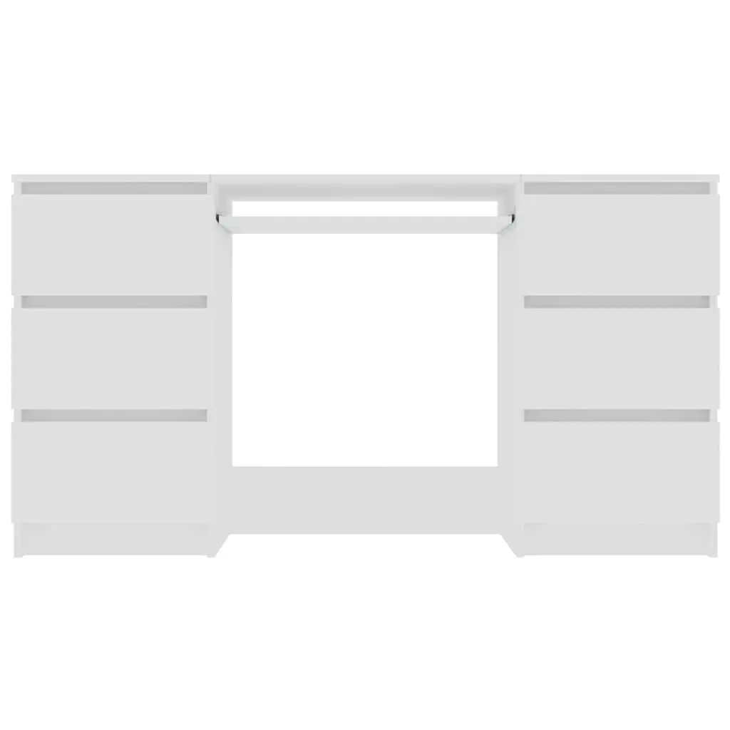 White Writing Desk with 6 Drawers for Office