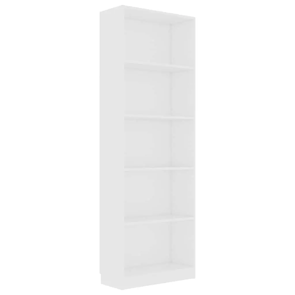 5-Tier Book Cabinet in White Engineered Wood