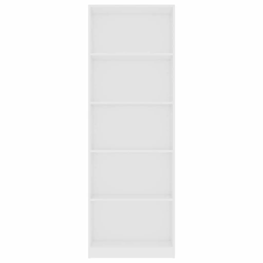 5-Tier Book Cabinet in White Engineered Wood